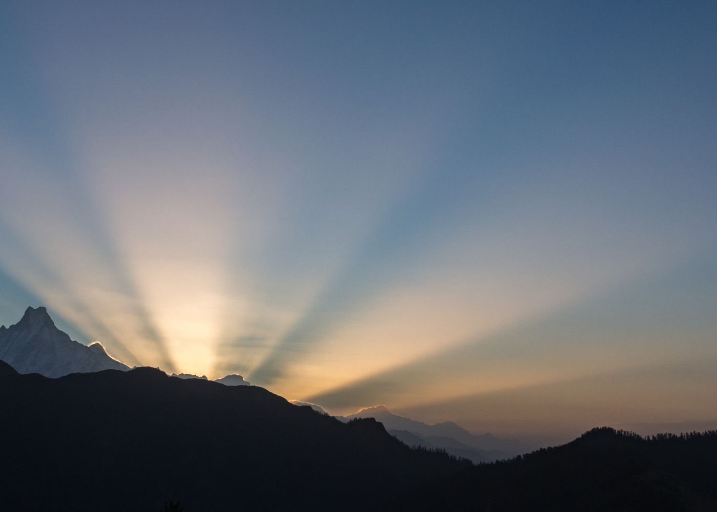Sun Ray On Mountains View From Poon Hill