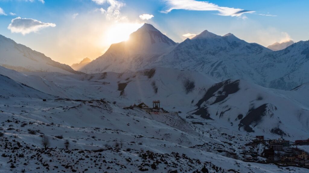 Sun Scattered At Mt Everest Nepa