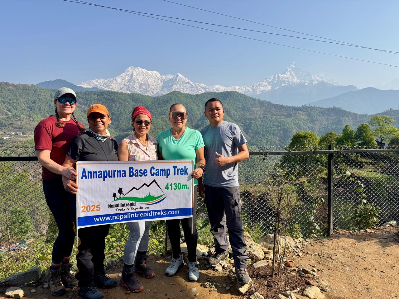 Stunning views of Mount, Machhapuchhre (Fishtail), Hiun Chuli, and Annapurna South.